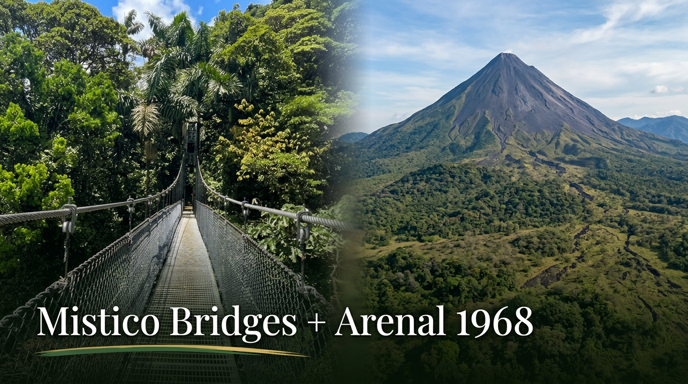 🌋 Mistico Bridges + Arenal 1968 – Volcano & Rainforest Combo private tour in La Fortuna Costa Rica